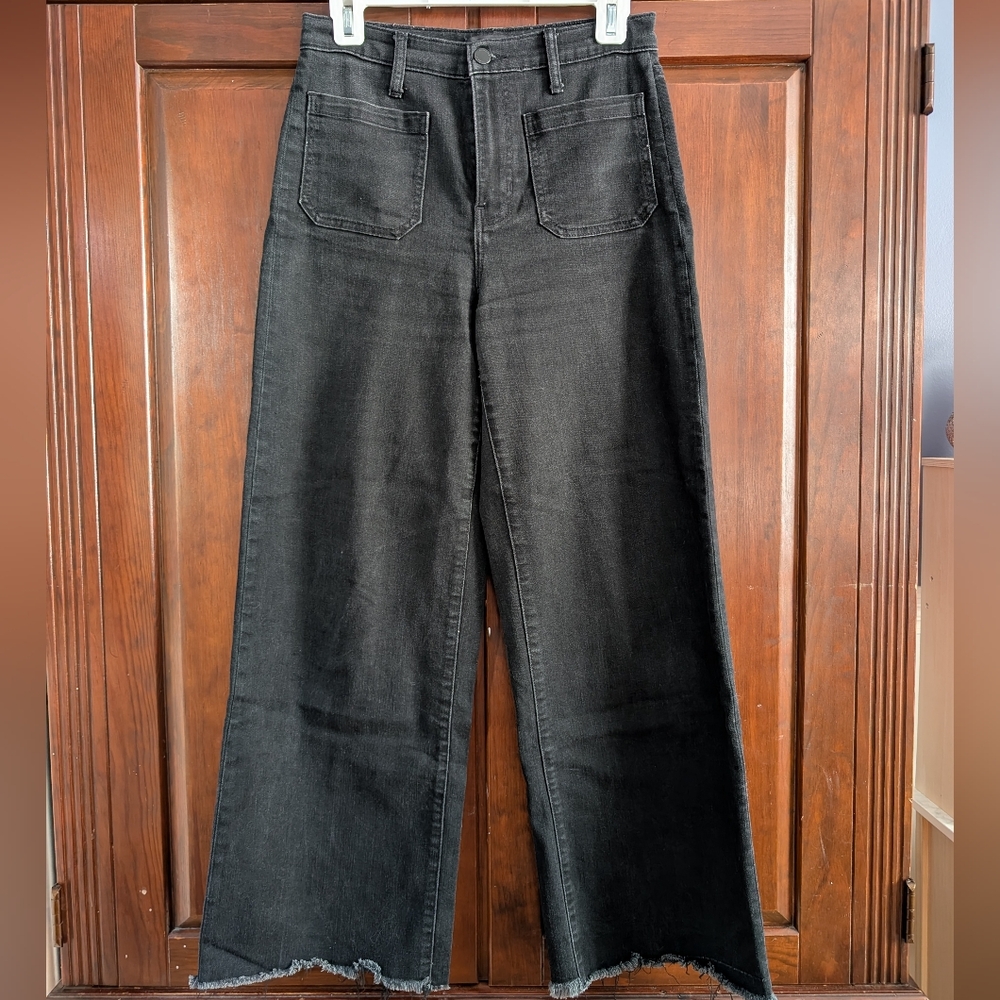 Banana Republic Charcoal High-Rise Wide-Leg Jeans